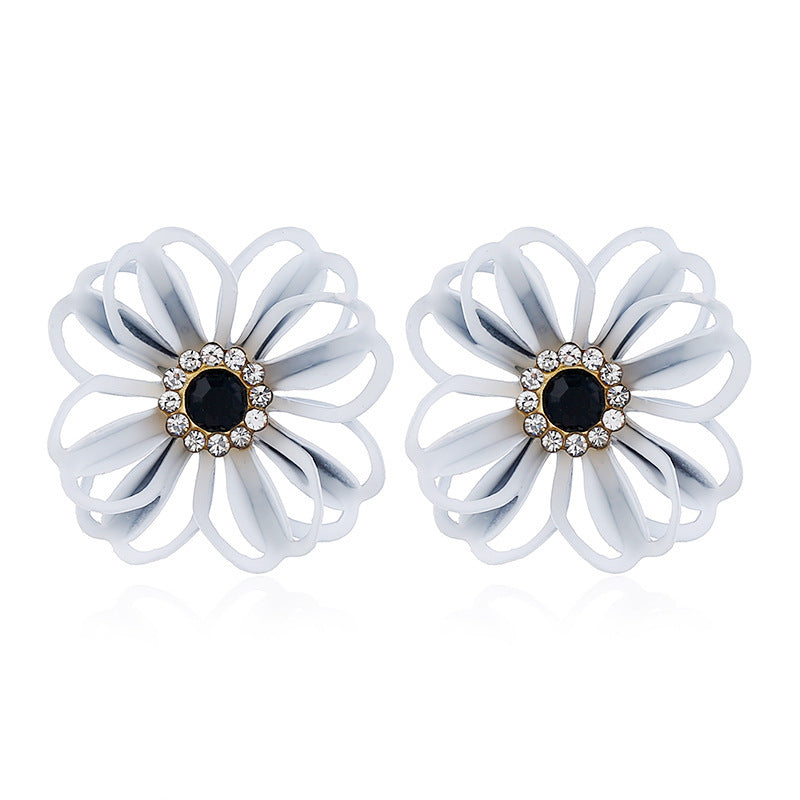 Flores de metal al por mayor Pendientes de diamantes